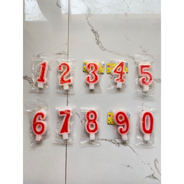 Lilin Angka Merah Putih BESAR (harga per PACK)
