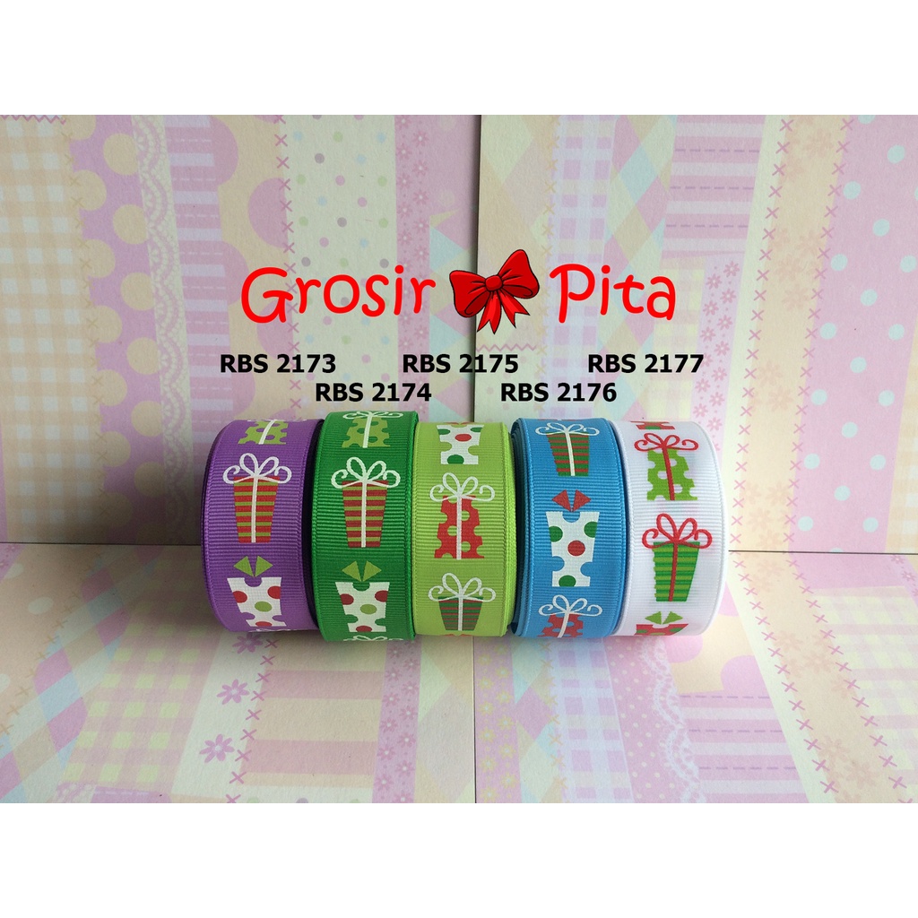 

(25 yard) Pita Grosgrain Motif Natal RBS 2173,2174,2175,2176,2177 | Pita Motif Christmas | Toko Bahan Craft | Grosir Pita