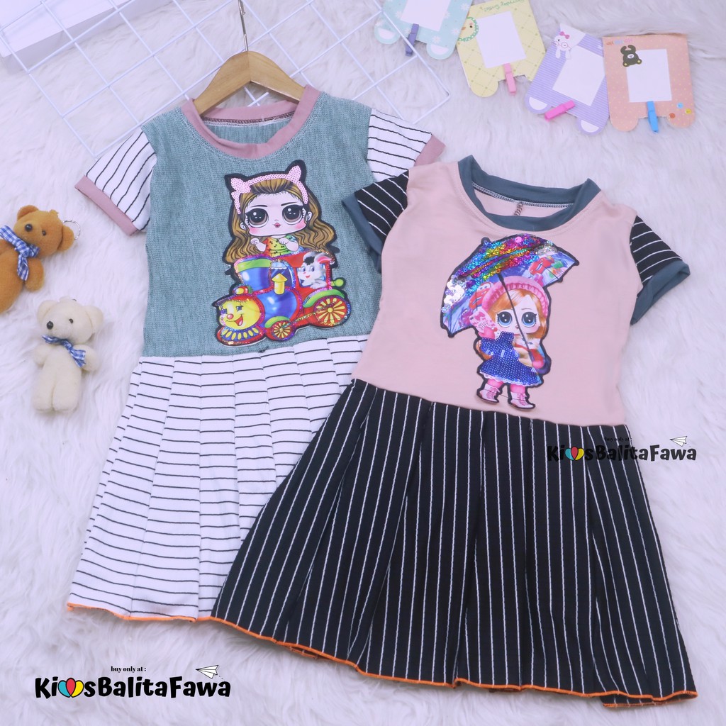 (BISA COD) Dress LED DOLL uk 1-6 Tahun / IMPORT Dres Baju Anak Perempuan Gaun Pesta Premium Balita