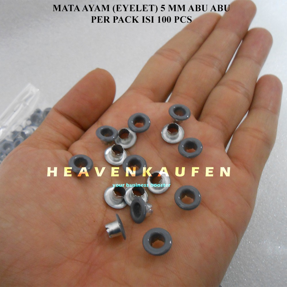 Eyelet Mata Ayam Mata Itik 5 mm Warna Abu Abu Harga Per Pack isi 100 Pcs