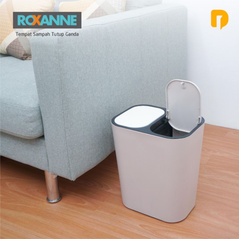 Roxanne Tempat Sampah Tutup Ganda/Tempat sampah Minimalis/Tempat Sampah Dua tutup /Tempat Sampah Mur