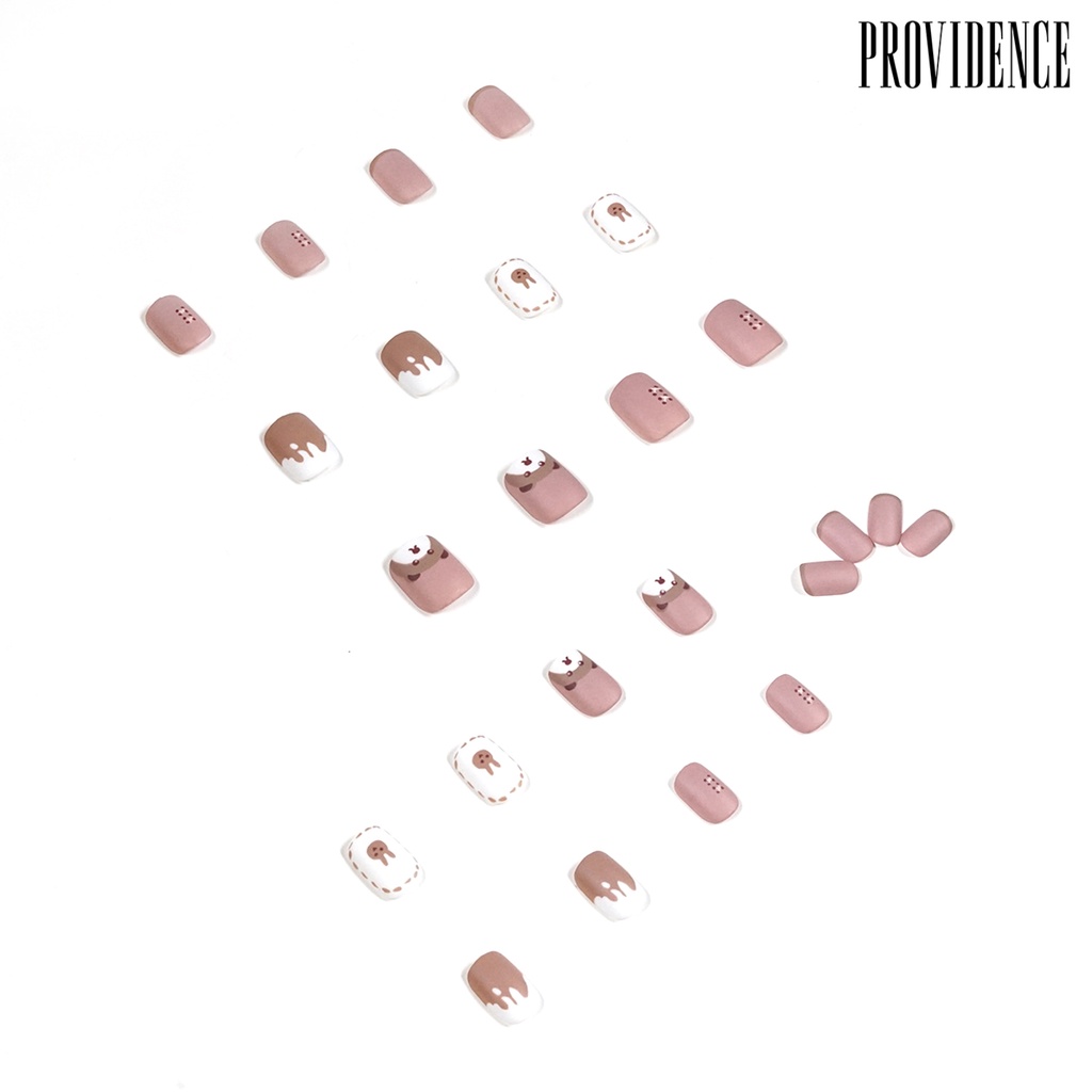 Providence 1Set Nail Patch Adorable Compact ABS Cream Bear False Nail for Dating