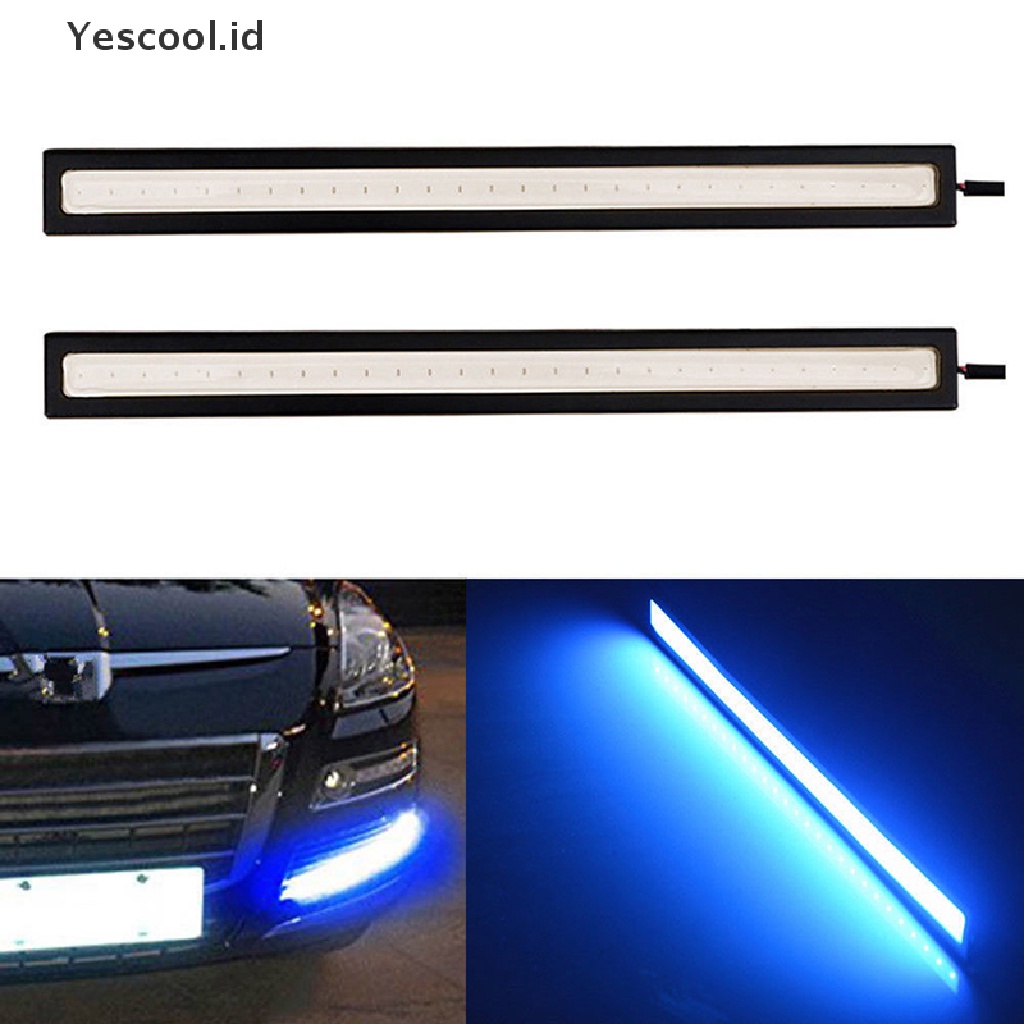 (Yescool) Lampu Led Cob Dc 17cm 12v Anti Air Warna Biru Untuk Drl / Fog Lamp Mobil