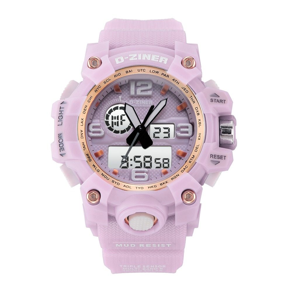 JAM TANGAN PRIA WANITA DZINER DZ8208 STRAP HITAM DAN WARNA