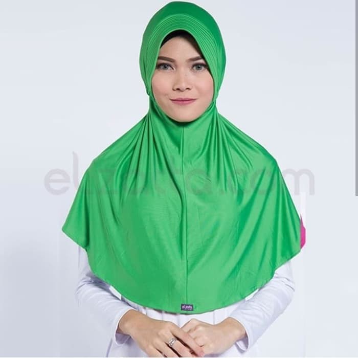 Hijab Instan Jilbab Kerudung Polos Elzatta Zaria Sahara Warna Hijau Daun Murah Muslim TBEB3223