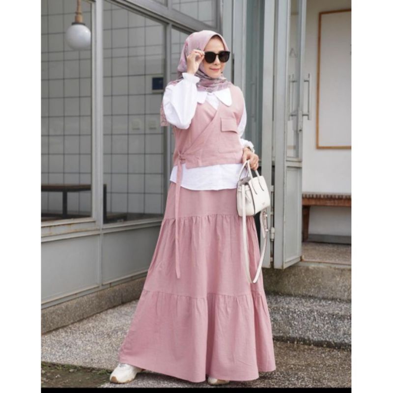 SETROK 3 IN 1 VEST WANITA KEKINIAN TRENDY // SETELAN WANITA ROK MAYUNG