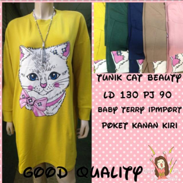 Tunik Dewasa Import Motif Kucing Jumbo LD 124