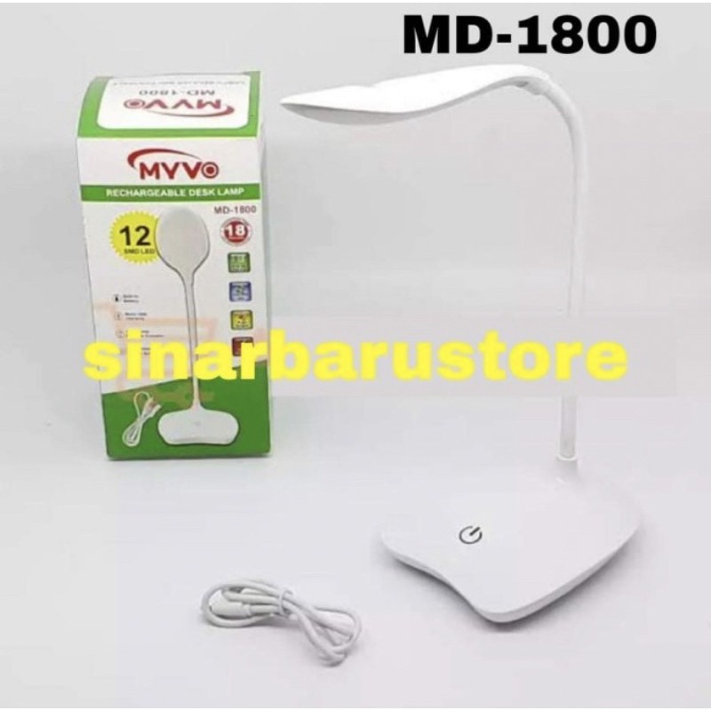 Lampu Belajar Mini Portable Cas Tombol Sentuh "Myvo" MD-1800