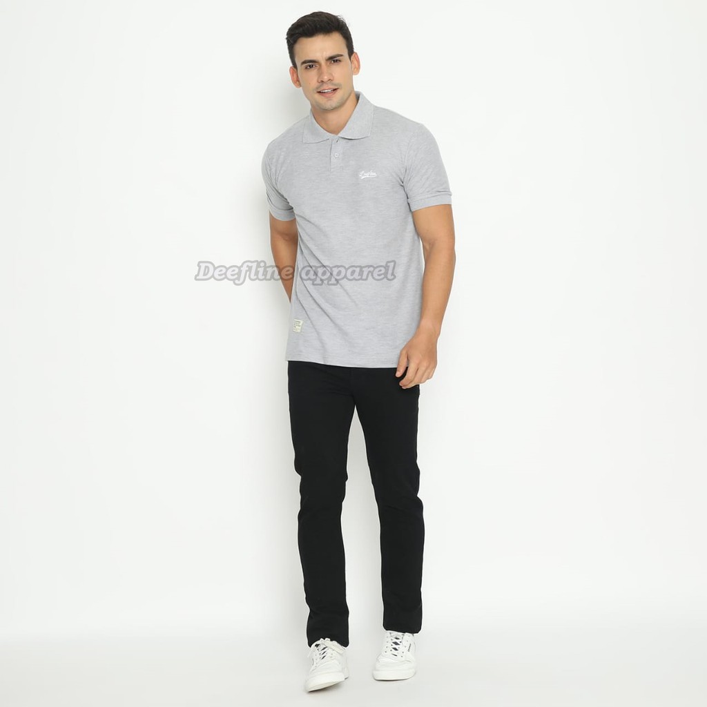 DEEFLINE Kaos kerah pria - polo shirt pria -  kaos katun abu misty - kaos kerah wangki terbaru