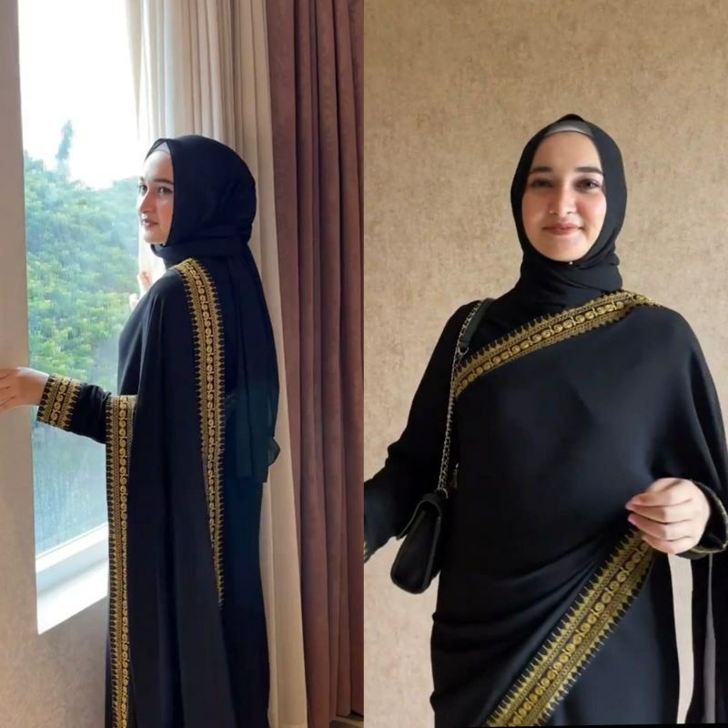 New Abaya Gamis Maxi Dress Arab Saudi Bordir Zephy Turki Umroh Dubai Turkey India Wanita Hitam Navy