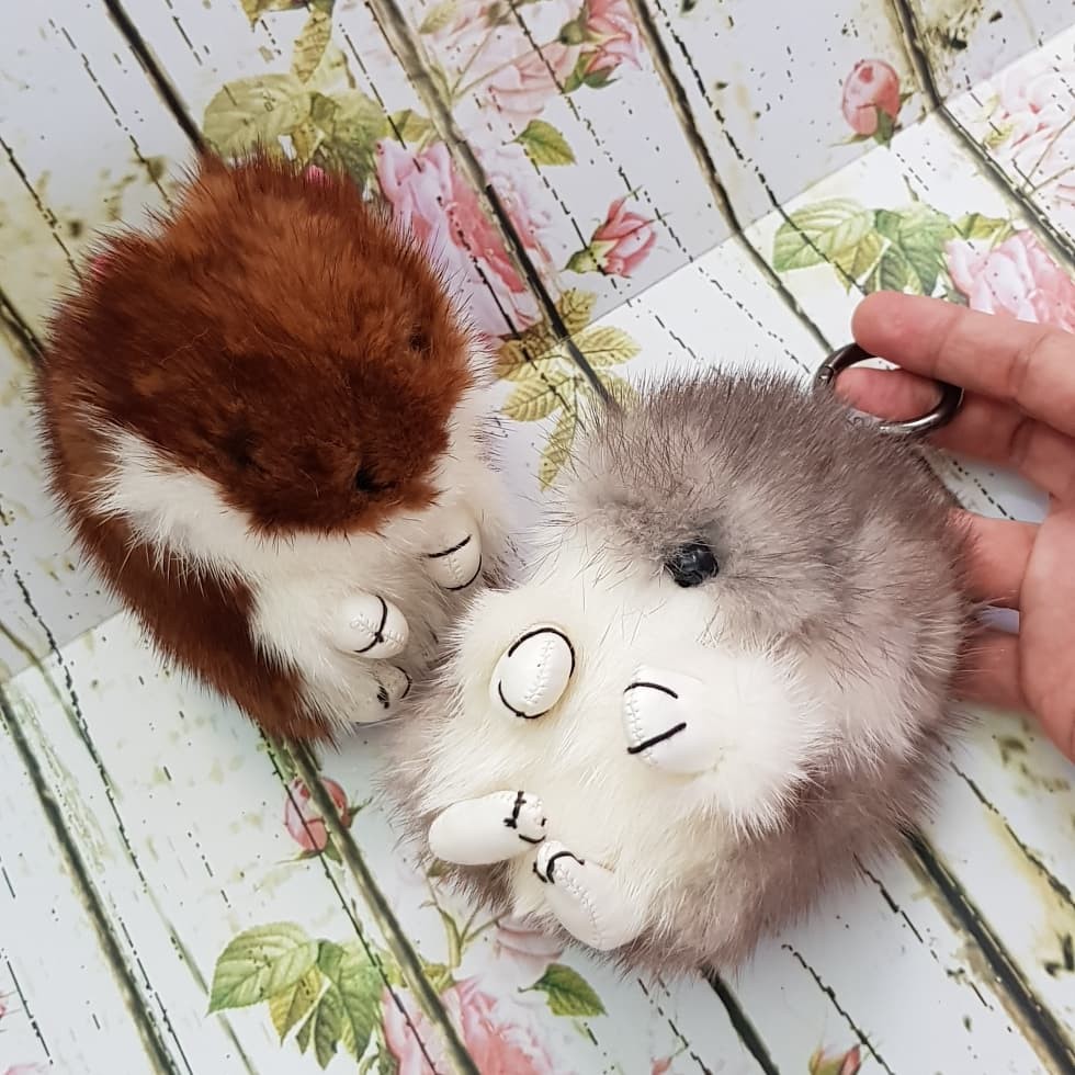 squirrel mink fur bag charm