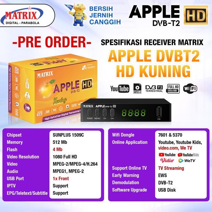Digital DVBT2 Matrix Apple HD Kuning -
