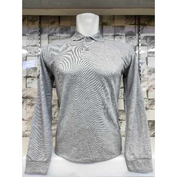 Kaos kerah polos panjang Abu misty muda