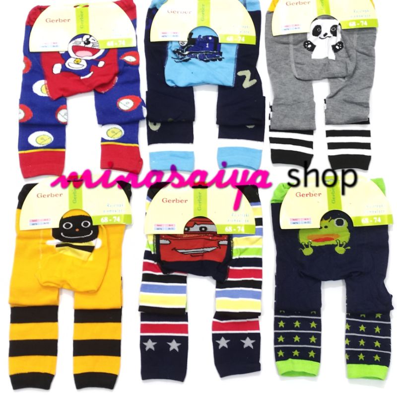 GERBER Legging Bayi Motif Cewek dan Cowok Kaki Terbuka