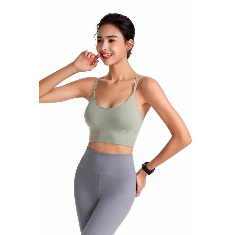 Fine-belt cross-back yoga olahraga bra kecepatan kering shock-bukti binaraga bra