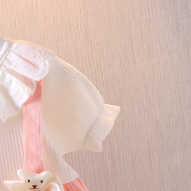 【Happy Baby】0-4Tahun QZ-88 Dress Tali Depan Boneka bear  anak perempaun