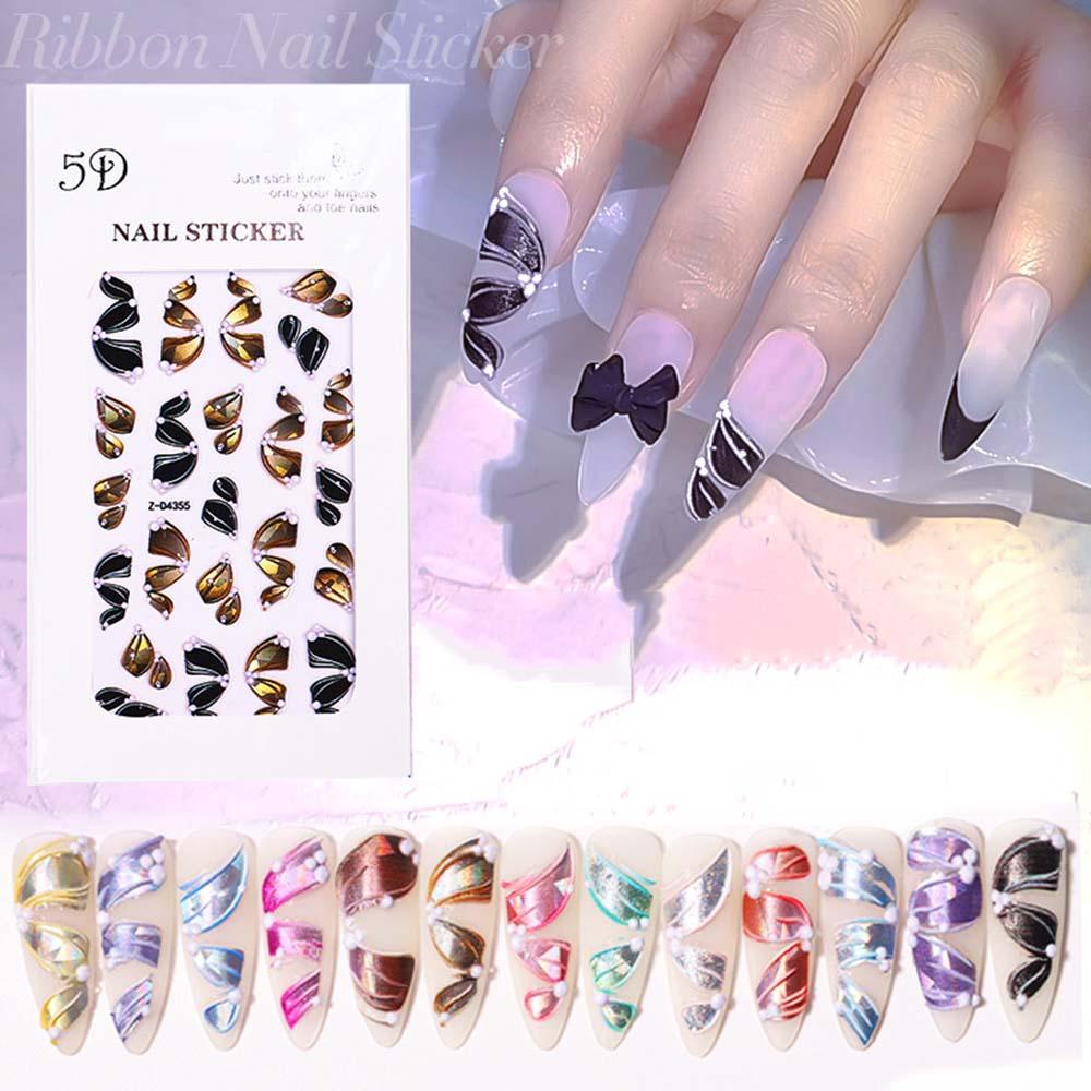 AUGUSTINA Agustina 5D Timbul Stiker Kuku Elegan Tiga Dimensi Fashion DIY Nail Art Dekorasi