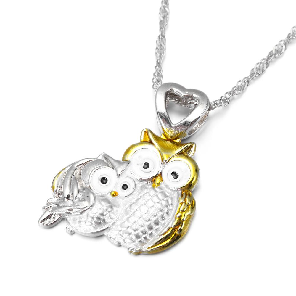 Solighter Owl Kalung Fashion Duawarna Tulisan Cinta Logam Burung Hantu Anting