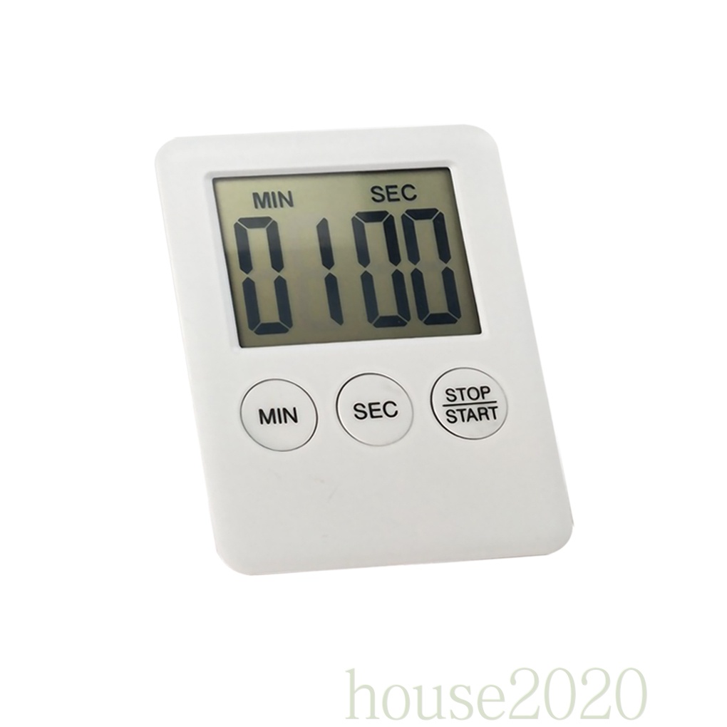 [HOUSE2020]Digital Cooking Timer LCD Display Baking Countdown Alarm Button Operation Kitchen Timer, White