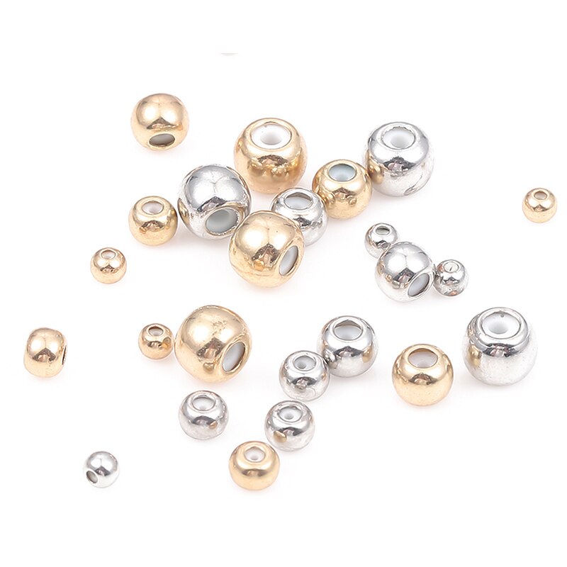 10 Pcs Manik-Manik Bola Bahan Tembaga Ukuran 3 / 4 / 5 / 6mm Untuk Membuat Perhiasan Diy