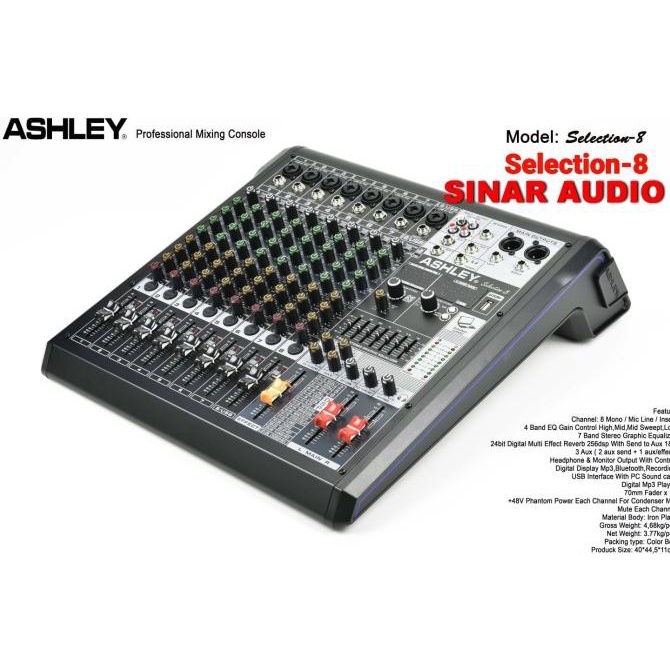 Mixer Ashley 8 Channel Selection-8 Bluetooth Usb Equalizer Original