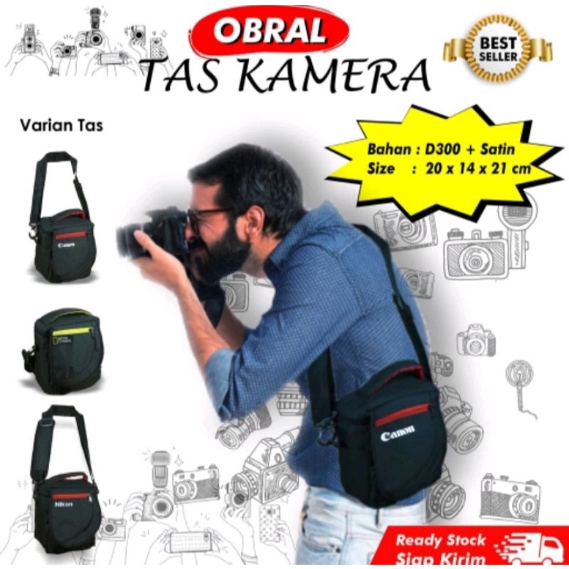 tas kamera slempang distro Eos DSLR Bag Canon Camera Lensa Standart Lensa Kit Case