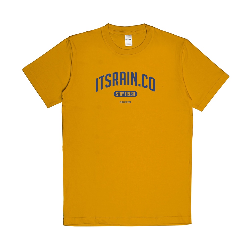 Kaos Distro Pria Lengan Pendek Kuning Mustard Collage Itsrain