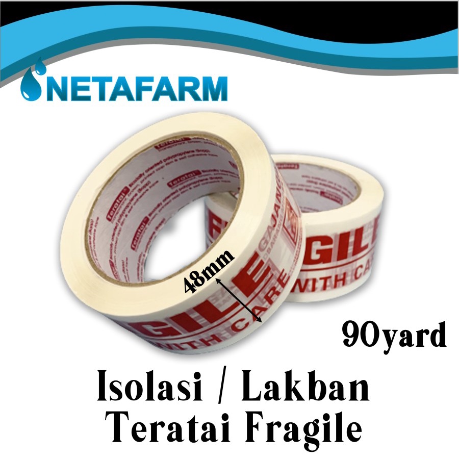 Lakban Isolasi FRAGILE Teratai 48mm x 90yd - 1 pcs