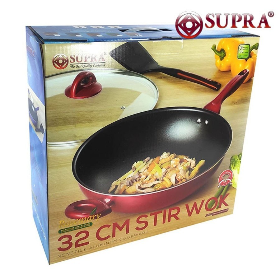 SUPRA Rosemary Stirwok 32cm+LID / Wajan Teflon Supra 32cm+Tutup