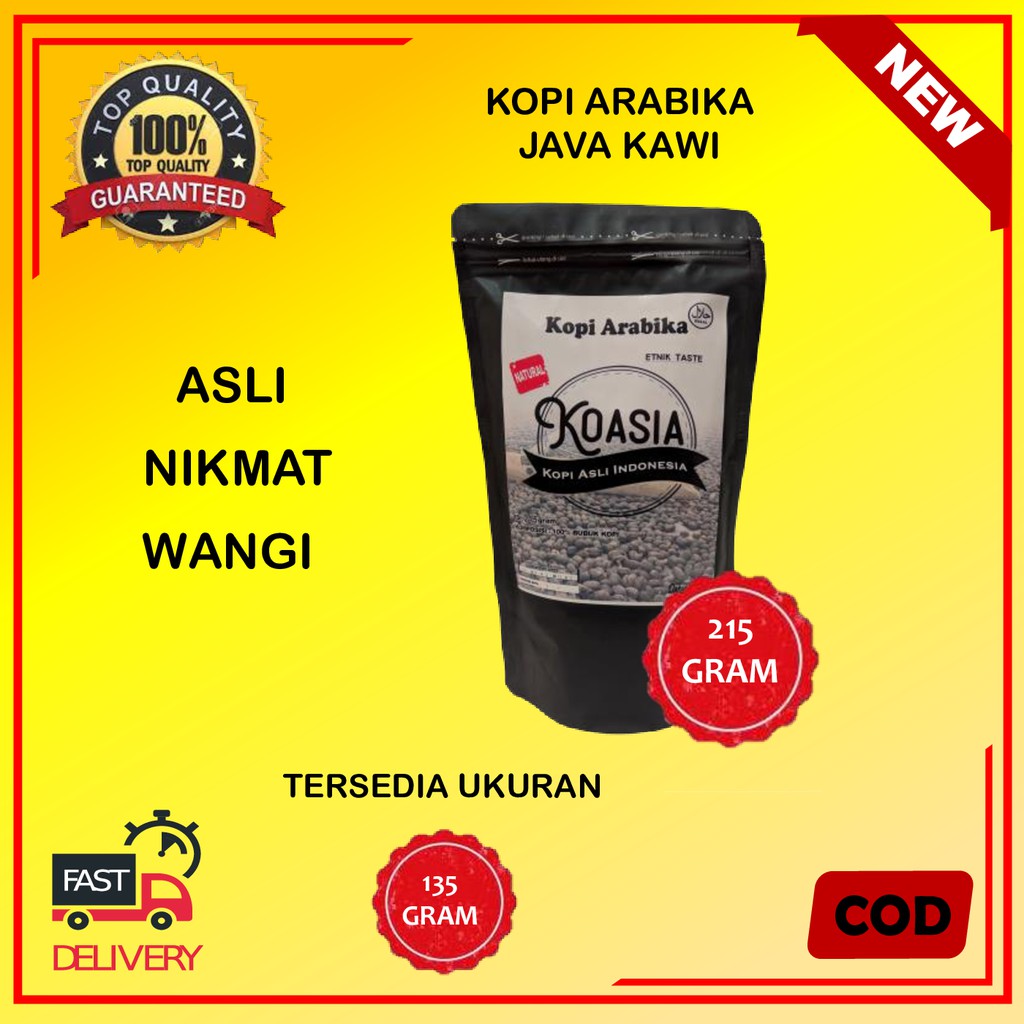 

Kopi Arabika Java Kawi 215 Gram (Biji/Bubuk) 100 % Kopi Murni l Natural Arabika