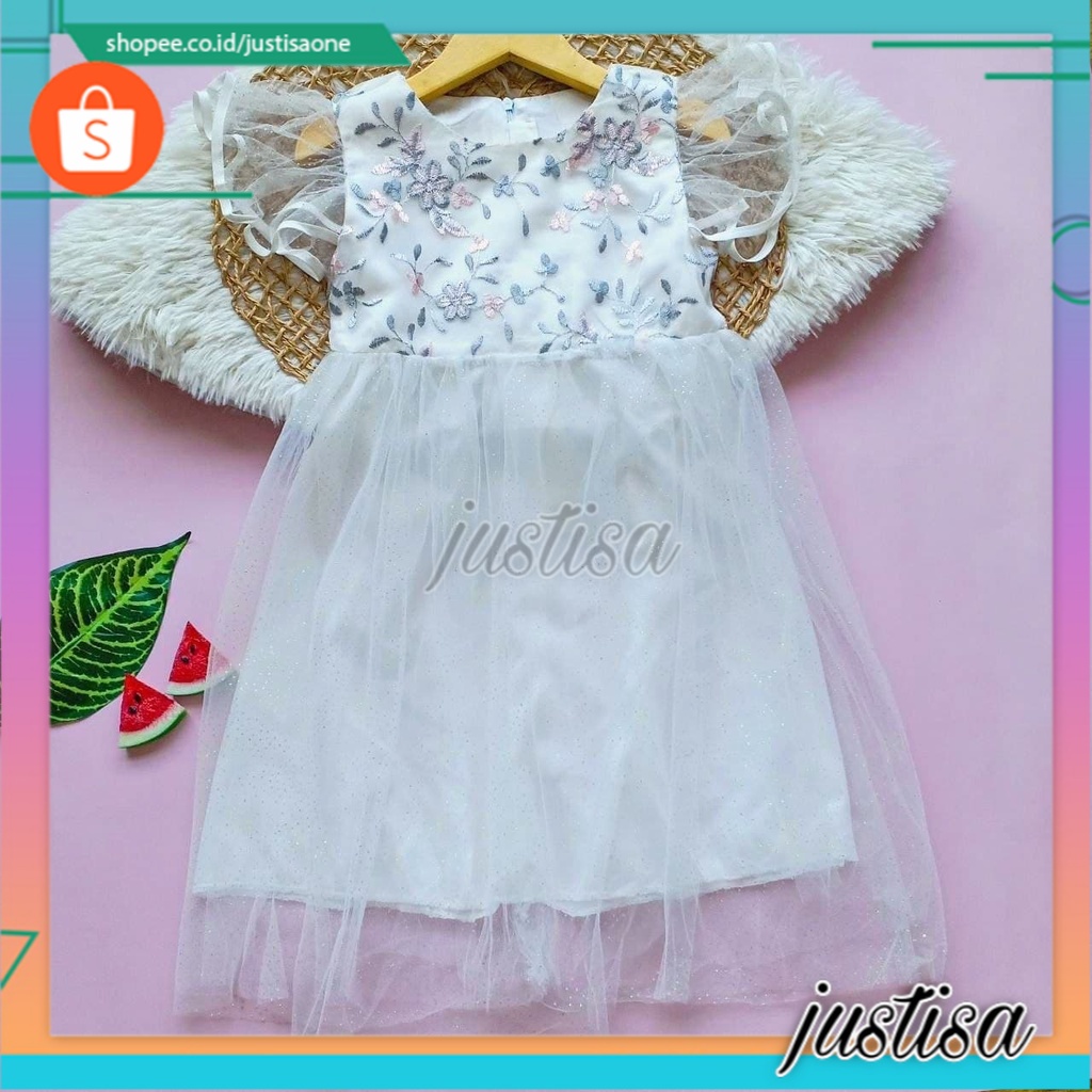 Promo !! Gaun pesta untuk anak perempuan Dress flower luxury spread uk 3-4 thn