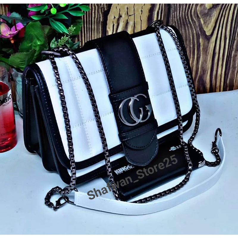 Tas Slempang Wanita Bordir Tahu Black/White Terbaru//Fashion Wanita//Fashion Kekinian//