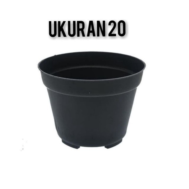 D=20 CM Pot  Bunga  Plastik Warna Hitam Ukuran 20  /  Pot Bibit Tanaman Hias