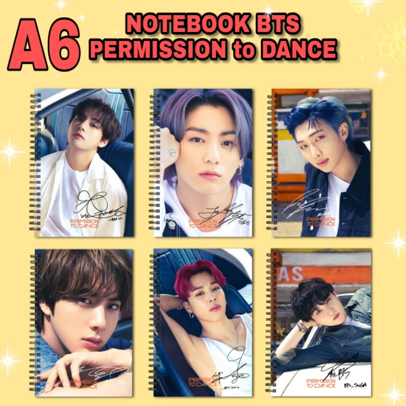 

[Unaverse] NOTEBOOK A6 BTS PERMISSION TO DANCE PEACH BUTTER Jungkook Taehyung Jimin Buku Murah