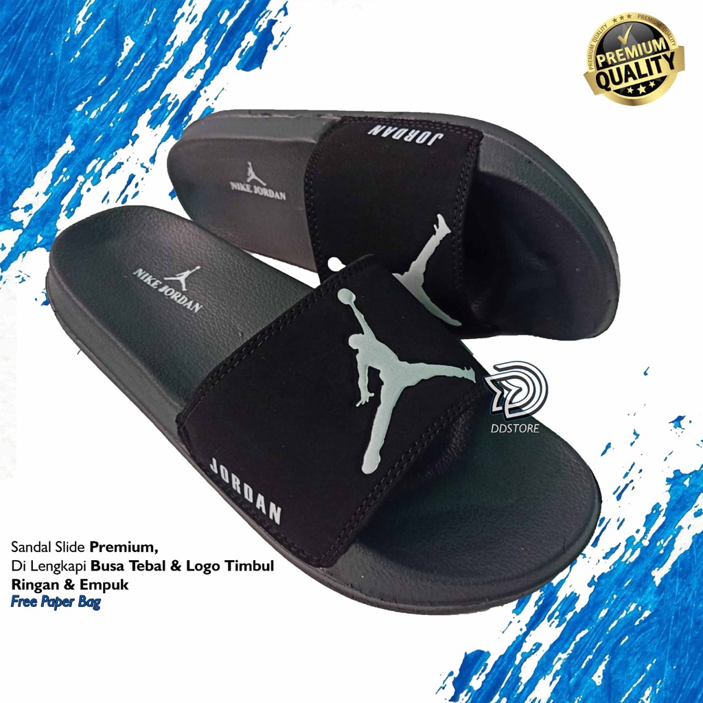 SANDAL SLOP PREMIUM KUALITY I SANDAL SLIDE PRIA-Jordan Black