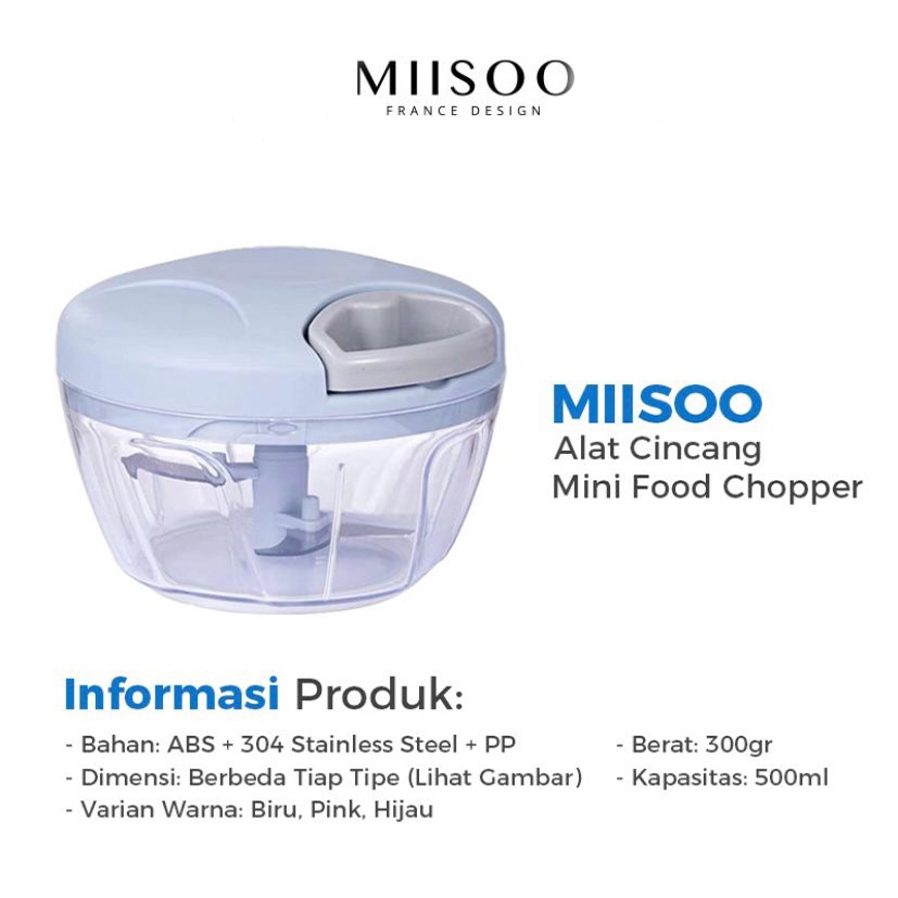 MIISOO Alat Cincang Hand Pulled Kitchen Grinder Mini Food Chopper Blender