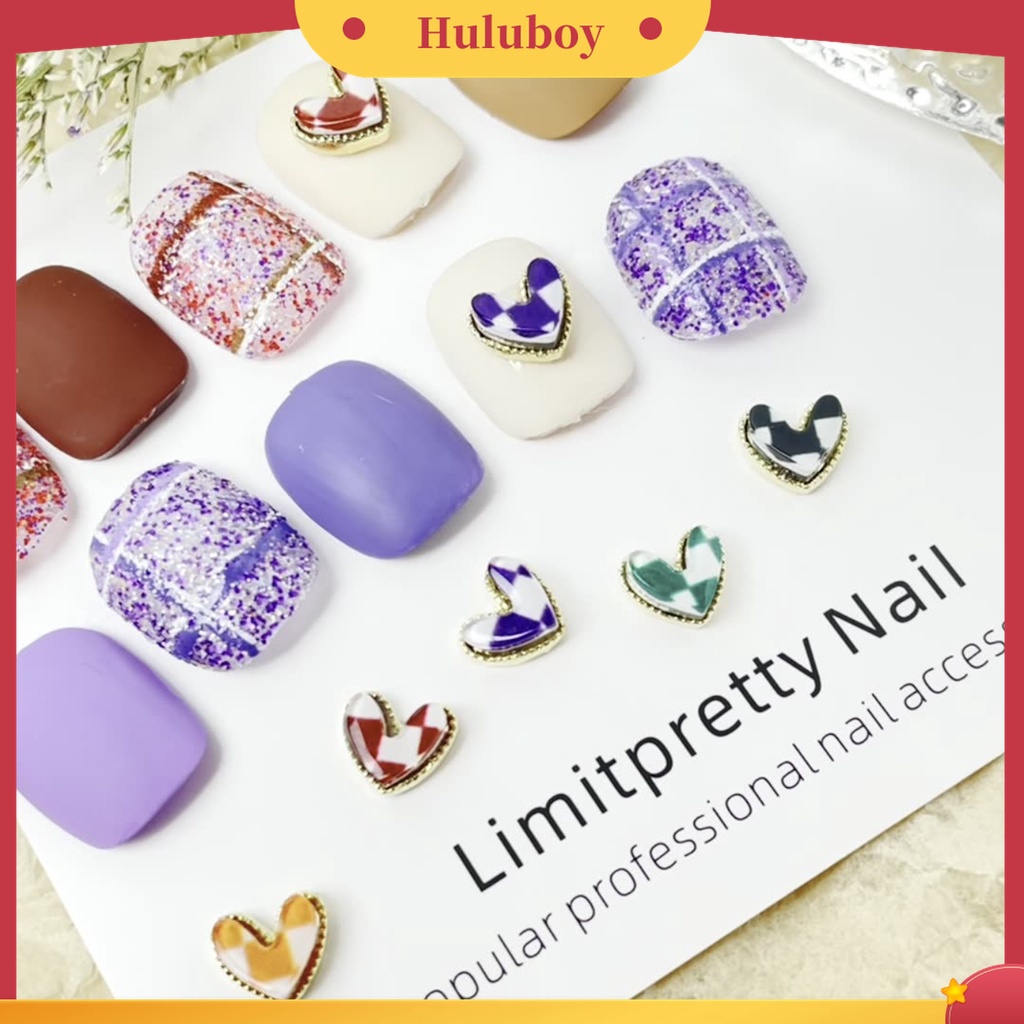 Huluboy Huluboy♡ 5pcs / Set Manik-Manik Berlian Imitasi Bentuk Hati Untuk Dekorasi Nail Art