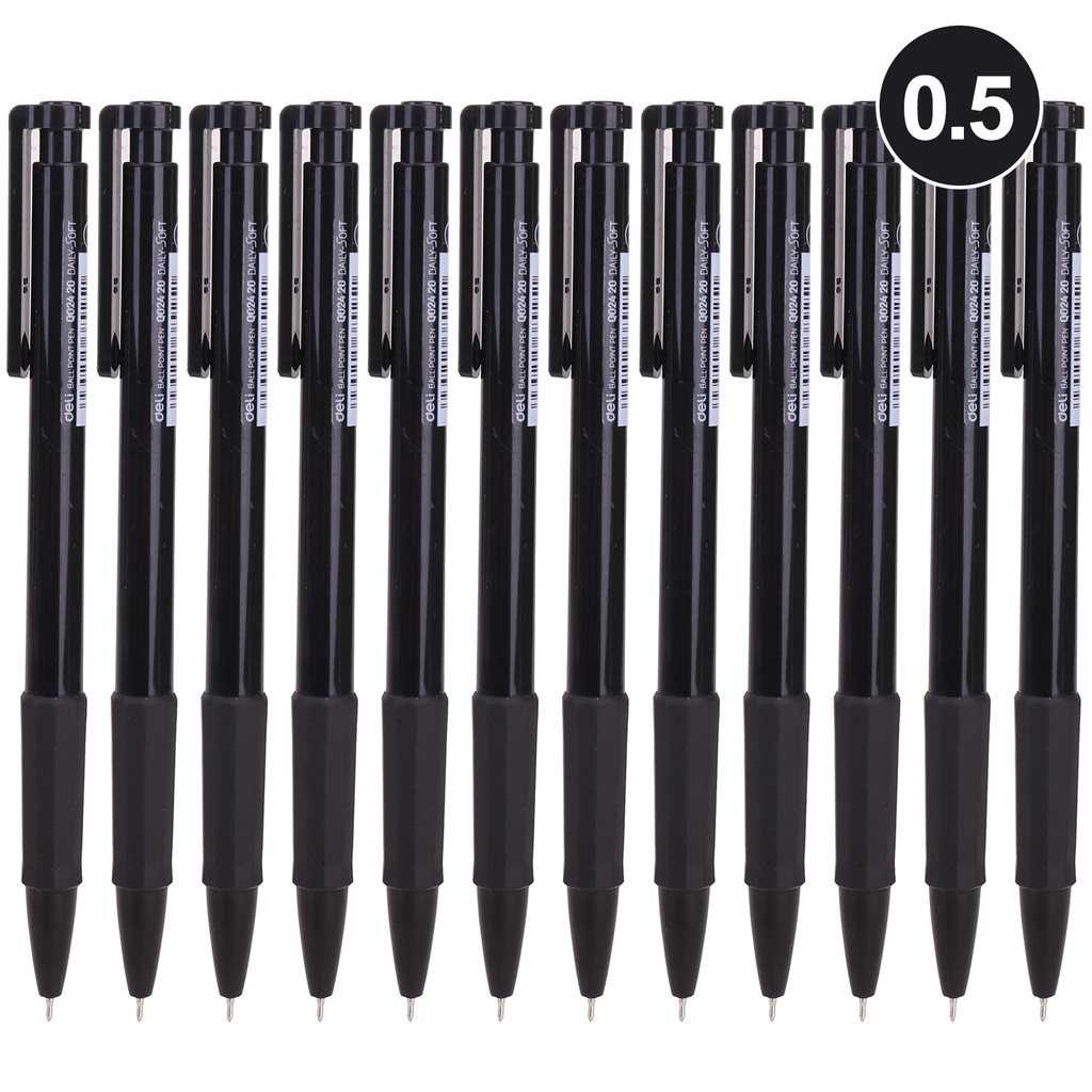 

Deli Ballpen Cetek 0,5mm 12pcs/box hitam tulisan halus, karet lembut & pilihan ekonomis EQ024X0