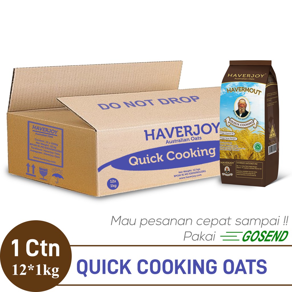

Haverjoy Quick Cooking oats oat 1 kg dan 500g - 1 Carton Dus