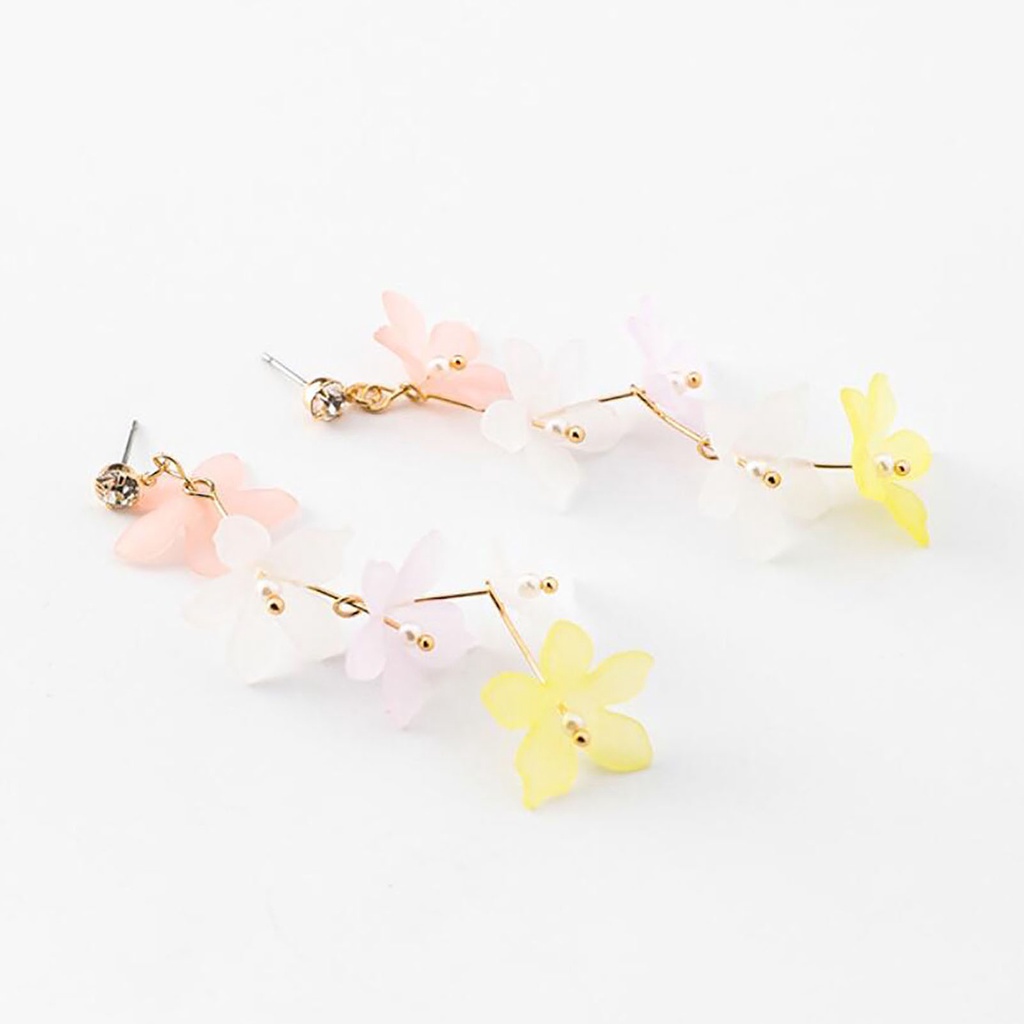 Hu Hu Hu Hu Hu Alat Bantu Pasang Kacamata♡ 1 Pasang Anting Kait Gantung Wanita Bahan Akrilik Desain Bunga + Mutiara + Berlian Imitasi Untuk Hadiah