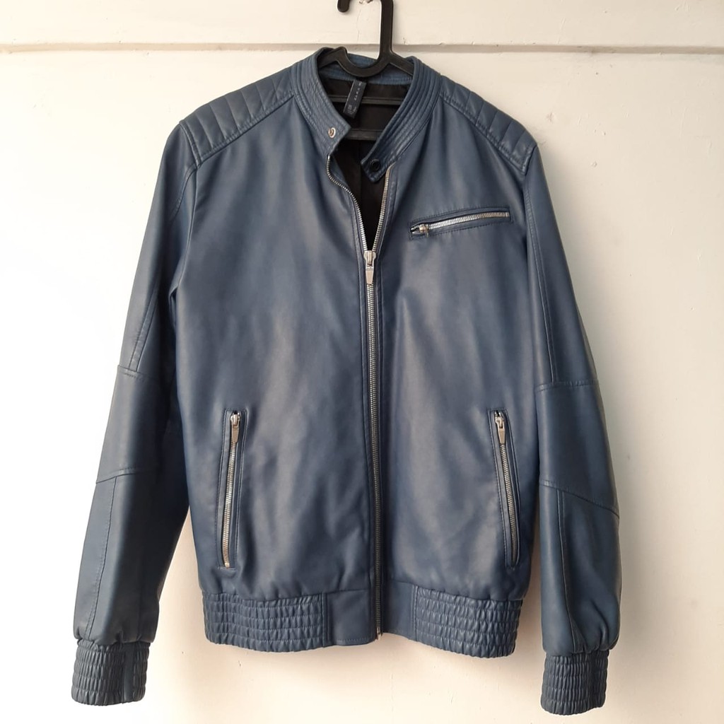 Jaket Kulit Zara Man Blue Size M used