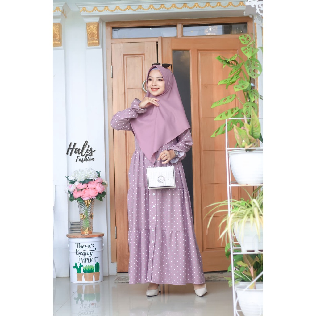 GAMIS SET SYARI  syakira SET KHIMAR POLKADOT POLKA ORIGINAL HALIS busana wanita motif muslim