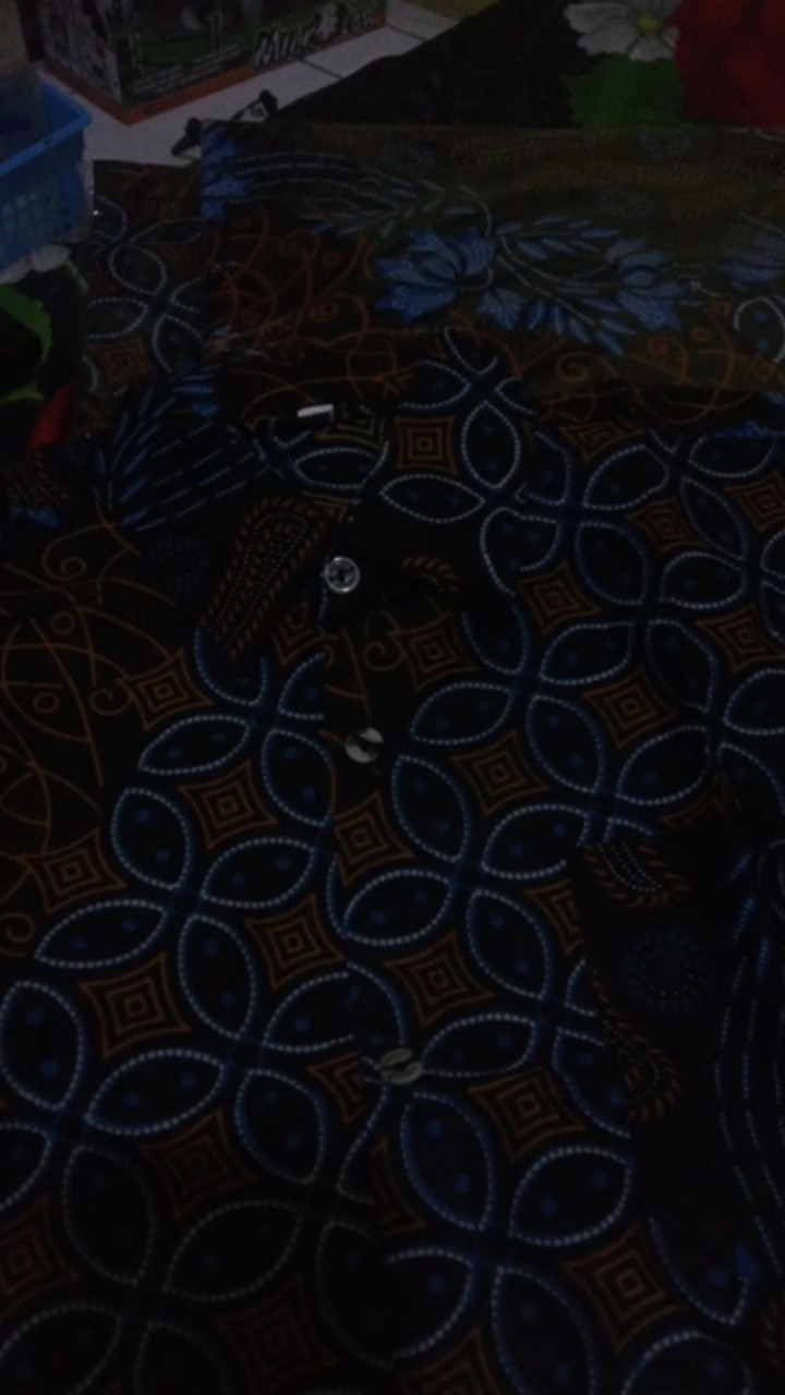 Batik Couple Keluarga Ayah Ibu Anak Motif Seno Biru