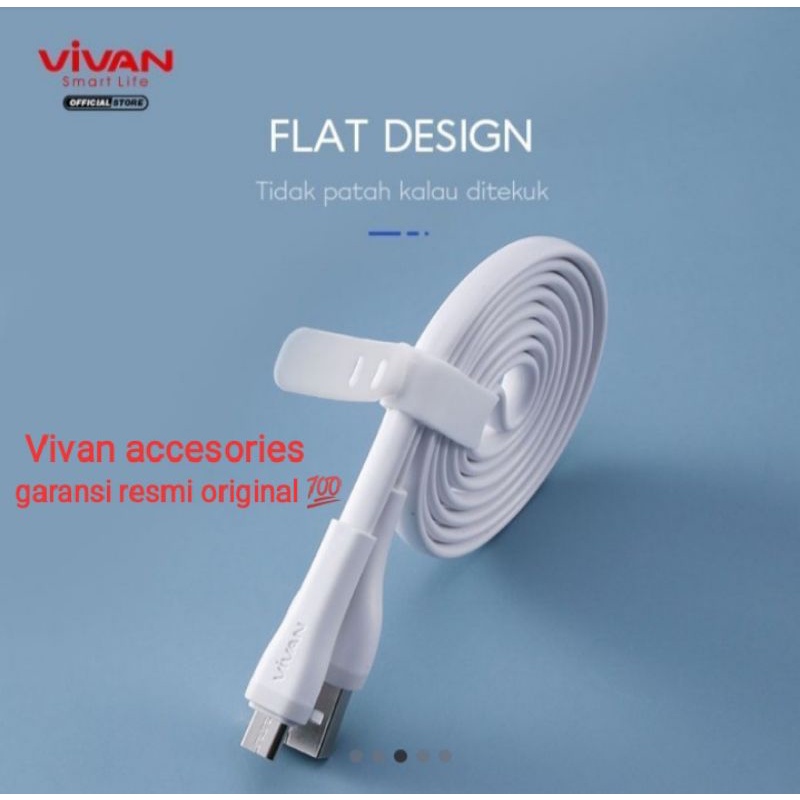 VIVAN SM200S 2A-200CM Micro Quick Charge SR Extended Protection Flat Design Data Cable WHITE