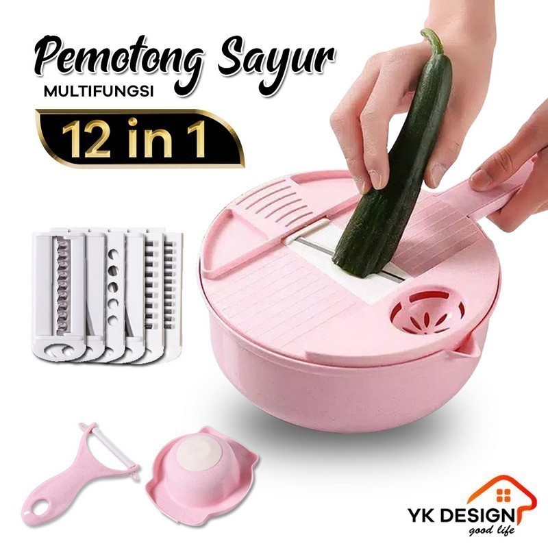 YK DESIGN YK-123 Alat Potong Kentang Sayur Multifungsi Pengiris Parutan Chopper Kitchen 12 In 1-8