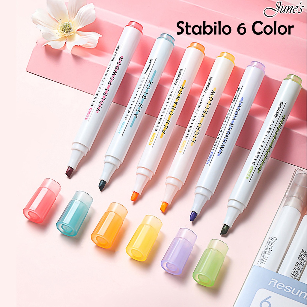 

Highlighter Pastel 6Color Stabilo Warna/Set Perlengkapan Sekolah Kantor ATK Marker Pen