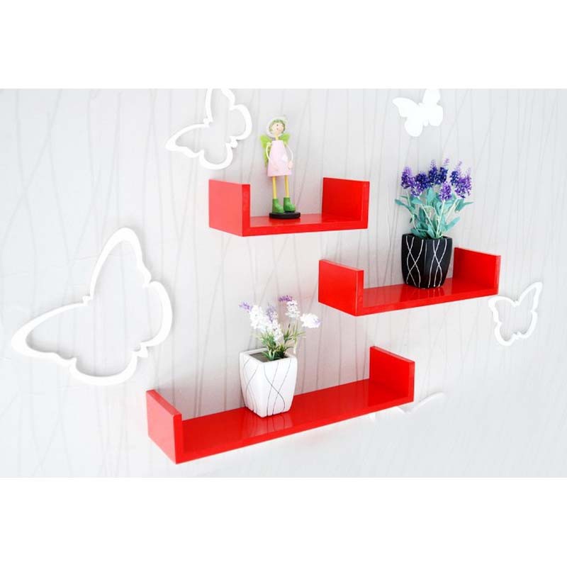 StarHome Rak Buku Melayang - Rak Dinding 1 Set isi 3 Pc - Set Wall Floating Shelves - U