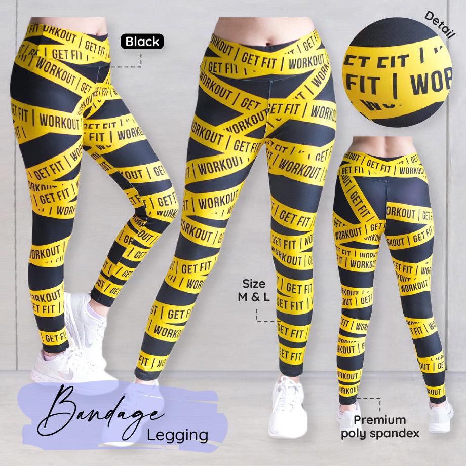 CELANA SENAM BANDAGE INDONESIA HITAM KUNING MERAH PUTIH LEGGING ZUMBA CELANA YOGA CELANA DANCE FITNE