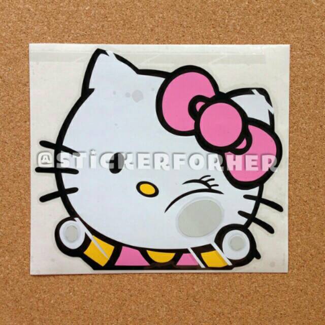 Stiker Mobil Lucu Hello Kitty Hit The Glass