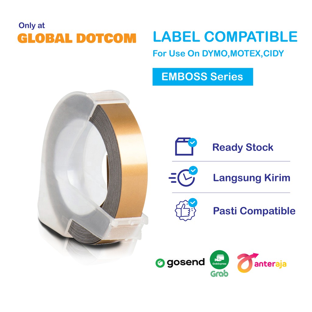 

LABEL DYMO EMBOSS CHAMPAIGN GOLD 9mm PANJANG 3meter